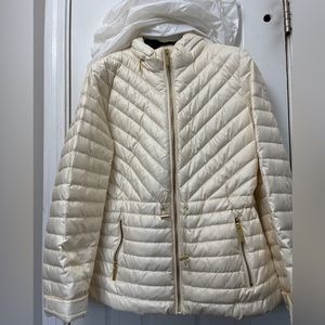 Michael  Kors Puffer Jacket, Color: Cream & Gold, Size: Medium